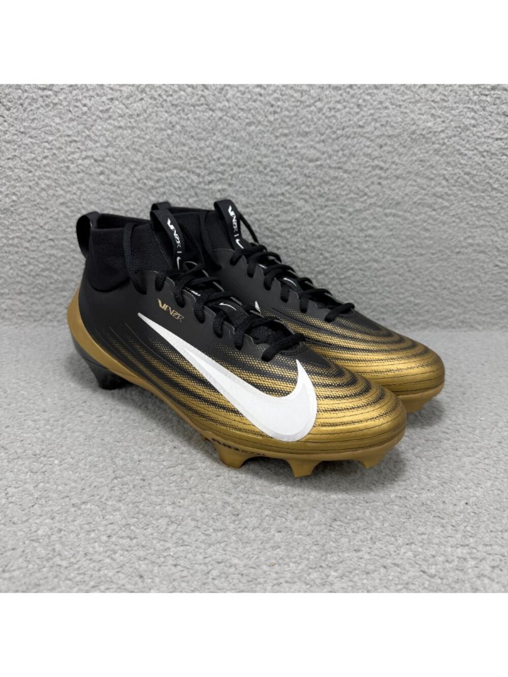 Nike Air Zoom Vapor Pro 1 Mens 10 Shoes Black Metallic Gold 2025 Football Cleats